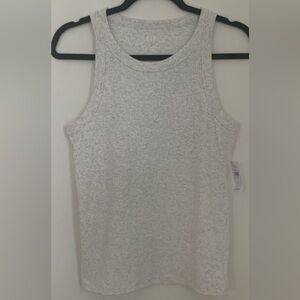 Gap High Neckline Gray Ribbed Racerback Tank Top
